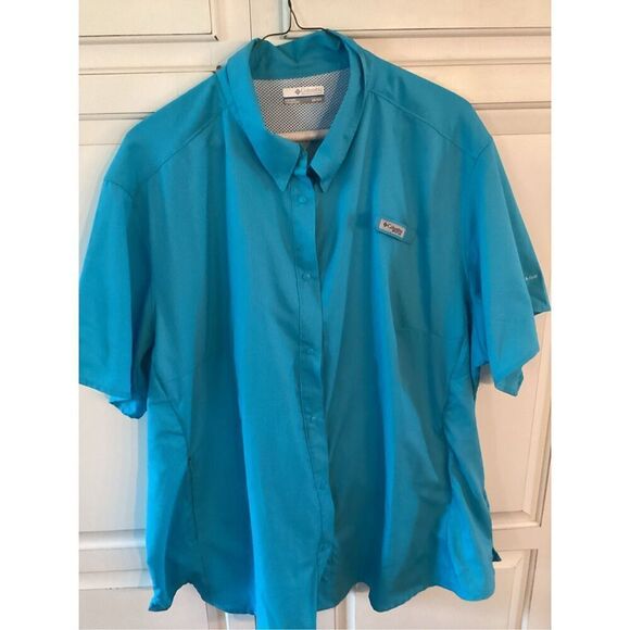 Columbia Womens PFG Tamiami II Short Sleeve Shirt Sz 3X Cape Fishing Vintage Blu - Picture 3 of 10